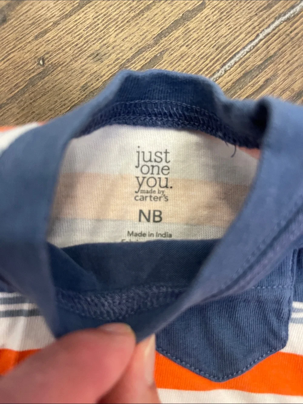 Just one You  Navy and Orange Striped Baby Bodysuits